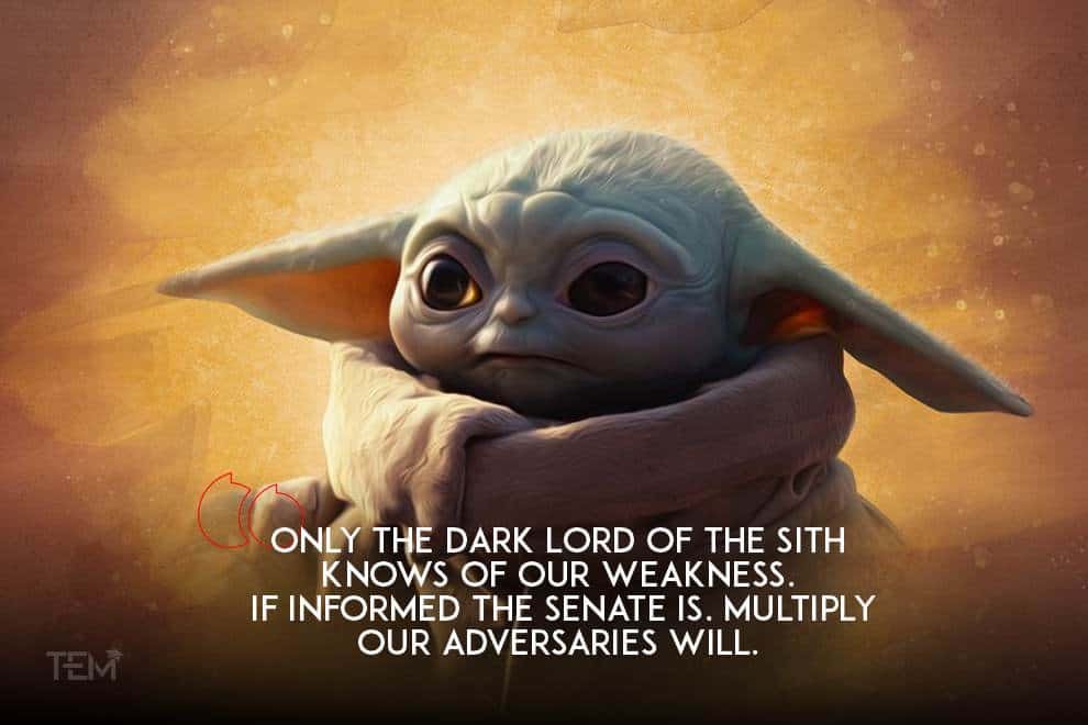 Only the Dark Lord of the Sith knows of our weakness. If informed the senate is, multiply our adversaries will. only-the-dark-lord